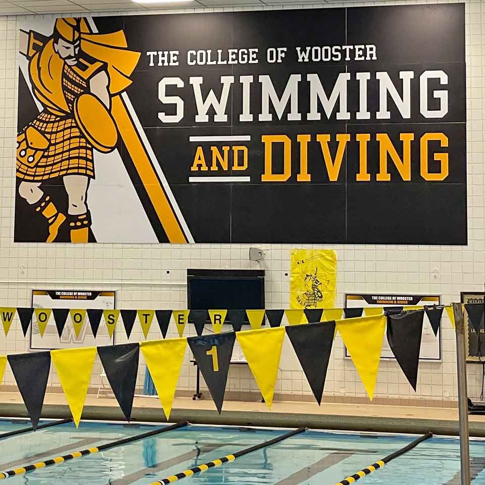 College of Wooster Swimming and Diving Sign