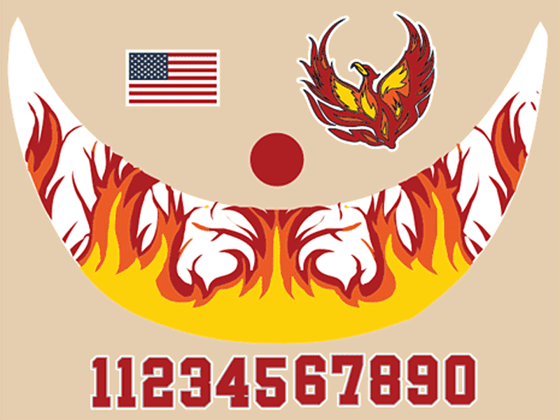 deluxe batting helmet decal sheet with sticker numbers visor button and american flag dragon theme