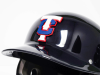 black batting helmet with interlocking TC dimensional 3d helmet decal in red white blue