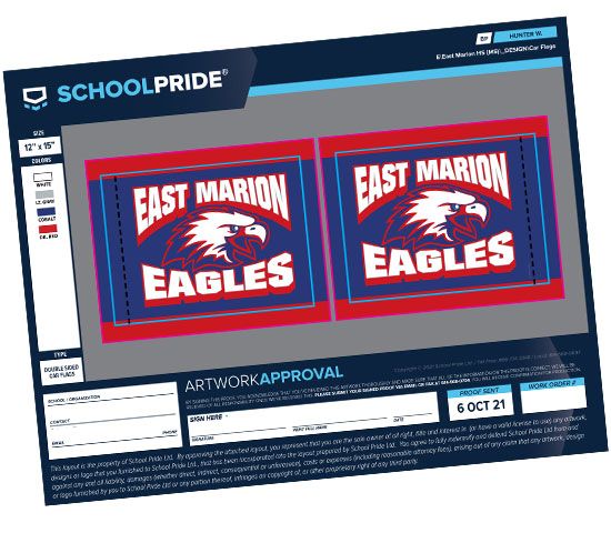 schoolpride® east marion eagles car flag artwork proof